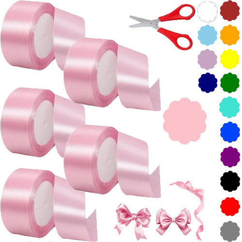 5 Rollos Liston Popotillo Colores Liston Satinado 4cmx114m