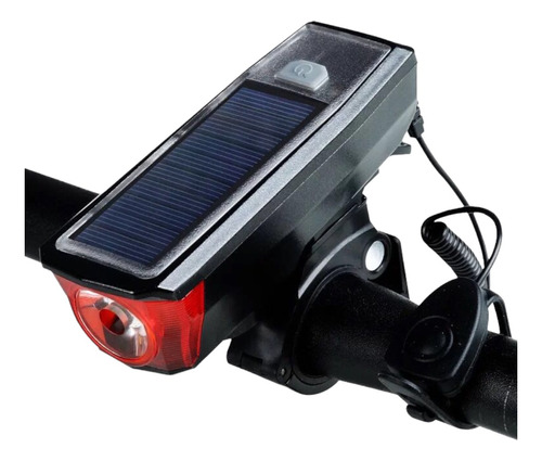 Luz Bicicleta Delantera Con Bocina Recargable Usb Solar Lcb7