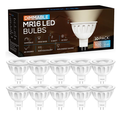 Bombilla Led Mr16 Regulable, Gu5.3 Con Base De Dos Pines Mr1