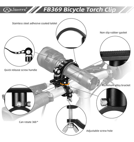 Lightfe - Soporte Para Linterna De Bicicleta Fb369 De Aleaci