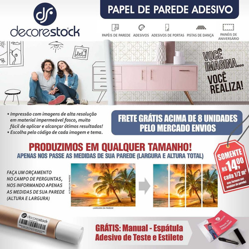 Imagem 2 de 10 de Papel De Parede Adesivo Cachoeira Paisagem Praia Encosta P23