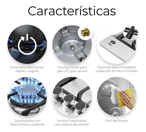 Estufa De Mesa 5 Quemadores Parrilla De Gas Acero Inoxidable