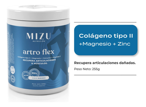 Mizu Artro Flex Recovery Colageno Hidrolizado Y Curcuma 255g Naranja Fresh
