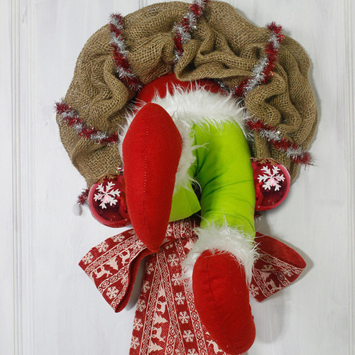 Guirnalda De Peluche Grinch Christmas Door Decoration