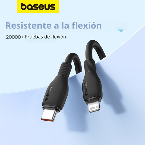 Baseus Cable Tipo C-ip 1.2 Metros 20w Cargador Para iPhone + Cubo De Carga 2 Puertos Usb A Y Tipo C Color Negro Carga Rápida Cable Material Flexible Y Resistente 50% De Pila En 30min