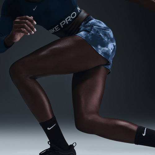 Shorts W Nk One Df Hr 3in Br Aop Azul Mujer