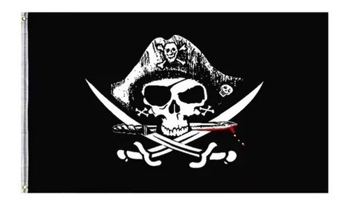 Bandera Pirata 150x90cm Calavera Esqueleto Peligro Capitan