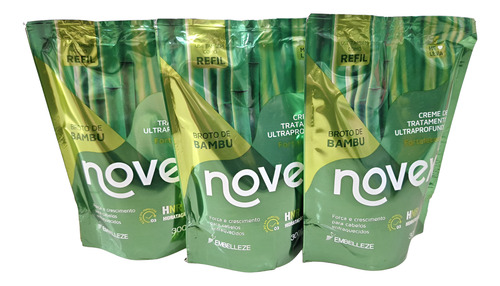 Kit 3 Refil De Creme De Tratamento Novex Broto De Bambu 300g