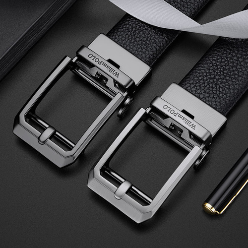 Cinturón De Piel Genuina Con Hebilla Automática Para Hombre