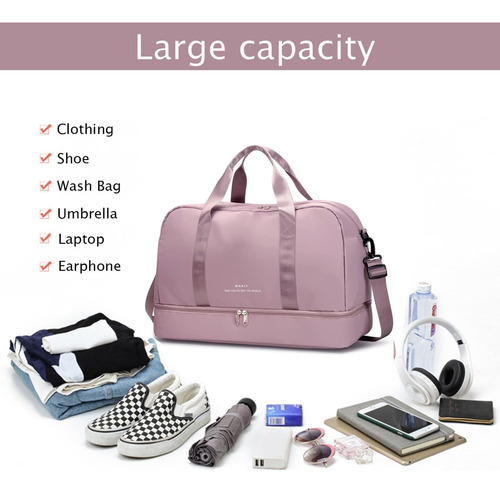 Bolsa Deportiva Ligera Con Compartimento Para Zapatos - Rosa