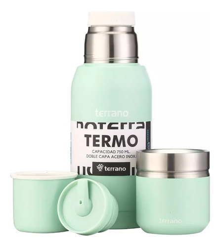 Set Terrano Termo 750ml + Mate Acero Folki Bombilla Regalo. 