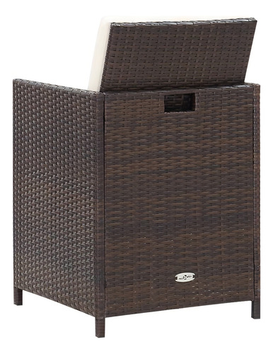Sillas De Jardín Con Cojines 2 Piezas Poly Rattan Marrón Color Gris