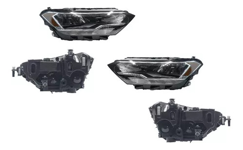 2 Faros Negro Ambar C/ Led Dfzn Jetta A7 Rline 2019 2020