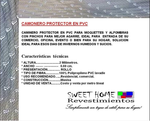 Protector Caminero Transparente De Pvc Para Pisos Moquettes