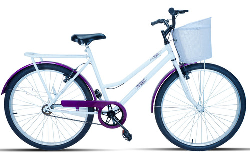 Bicicleta  de passeio Forss Rose aro 26 freios v-brakes cor branco/violeta com descanso lateral