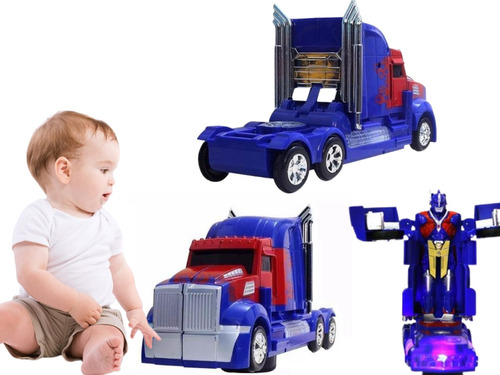 Caminhão Transformers Optimus Prime Pilha Vira Robô Som Luz