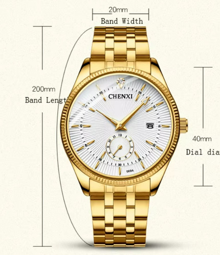 Reloj De Pulsera Analógico De Cuarzo Dorado