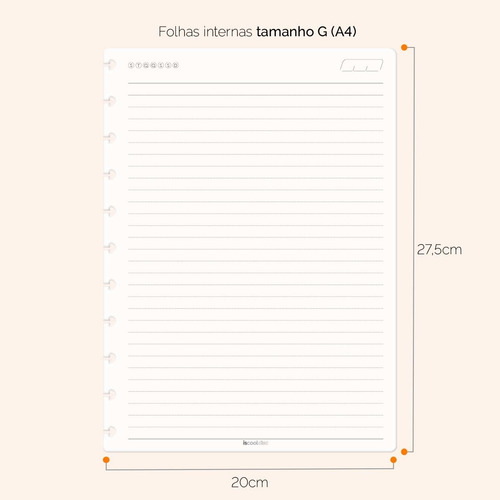 Refil Caderno Disco Inteligente Pautado Classic 100 F 90g G Cor Branco