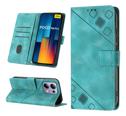 Flip Embossed Wallet Case Para Xiaomi Poco M6 Pro 4g