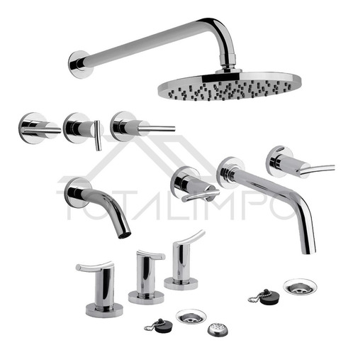 Griferia Fv Libby Combo Lavatorio De Pared Bidet Bañera Y D