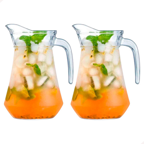 Jarra De Vidro Suco Água Com Tampa 1,6 Litro 2 Unidades