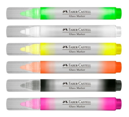 Marcador Vidrio Faber Castell Glass Marker 6 Colores