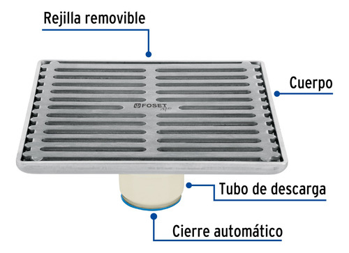 Resumidero Cuadrado De Acero Inoxidable 6 X 6 , Foset 46048