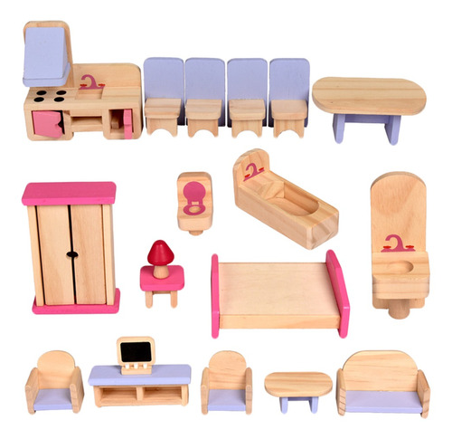 para niños Hogar de niños Niñas Muebles de casa de muñecas en Miniatura Liukouu Escala 1:12 Taburete de Mesa y sillas Muebles de casa de muñecas de Madera Inodoro 