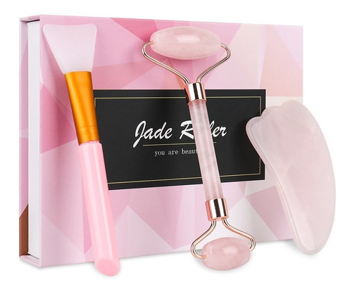 Imagen 8 de 8 de Kit De Rodillo De Jade Facial Masajeador Antiedad Gua Sha