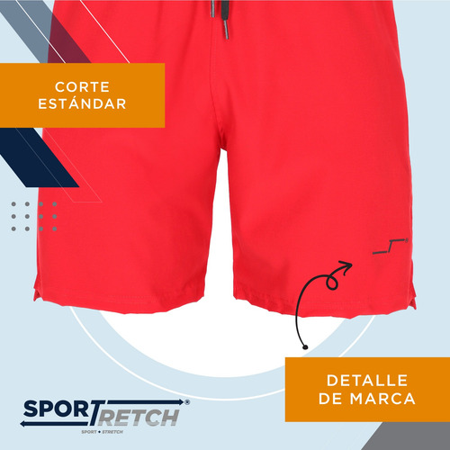 Short Deportivo Stretch Para Hombre Liso Con Bolsas Entrenar