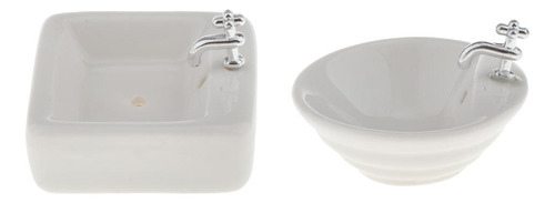 Paquete De 2 Simulación De Lavabo De Lavabo 1:12 Para