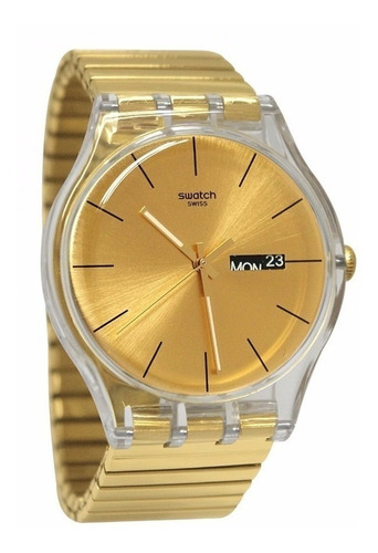 Reloj Swatch Malla Elastizada Dorado Suok702 Dazzling Light