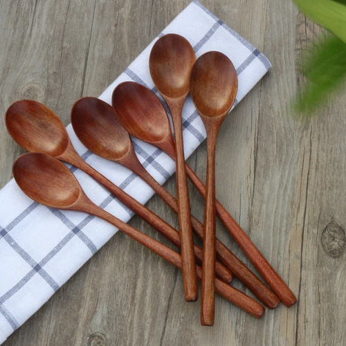 6 Piezas 22,8 Cm Madera Sopa Cucharas Estilo Japonés