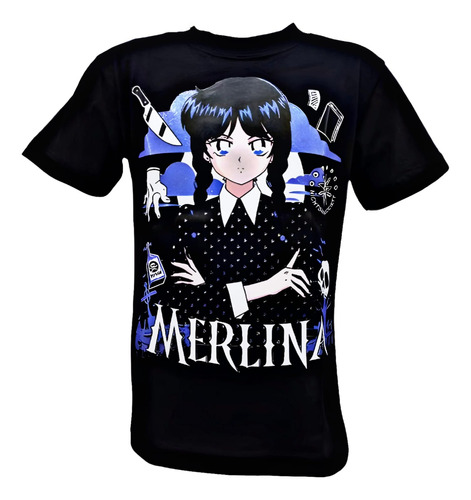 Remera Merlina Locos Addams Doble Estampa Calidad Premium