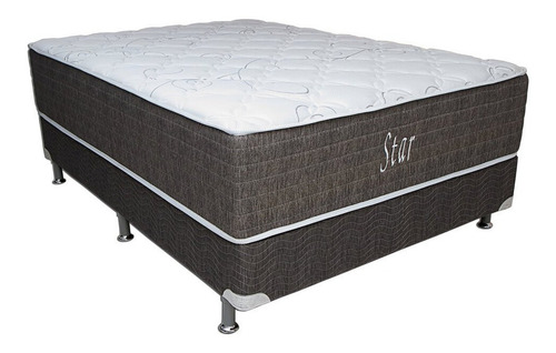 Conjunto Cama Box Star Casal De Molas Ensacadas Ortobom Cor Preto/cinza