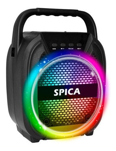 Imagen 3 de 4 de Parlante Spica Sp-2065 Bluetooth Portatil Led Rgb Inalambrico Negro