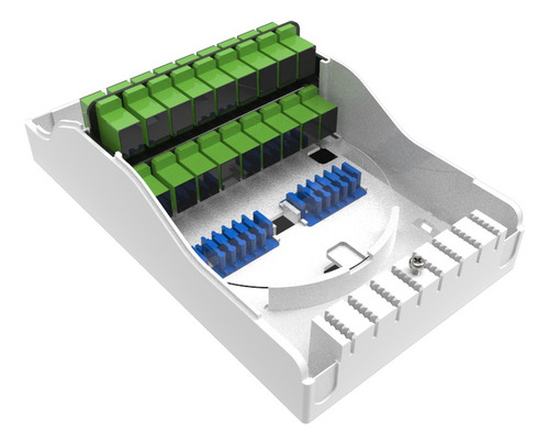 10 Mini Caixa Cto Slim Box Ftta Predial- 1x8 Sc Apc- Montada Cor Branco