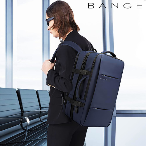 Bange Mochila Executiva Para Viagem Expansível Entre 27-40 Litros Cor Azul