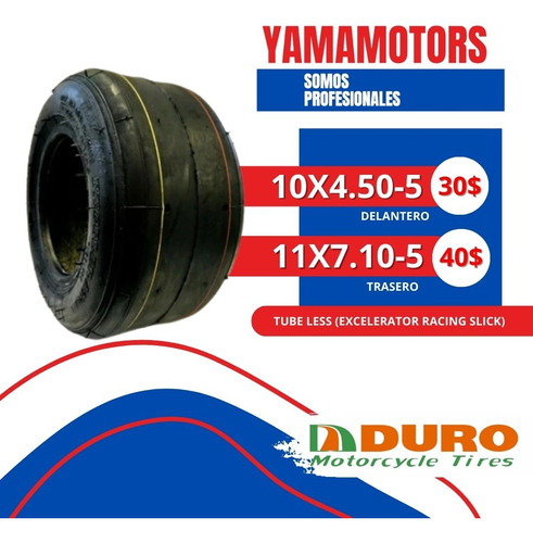 Caucho Duro 10x4.50-5 Del 11x7.10-5 Tras Tube Less (racing)