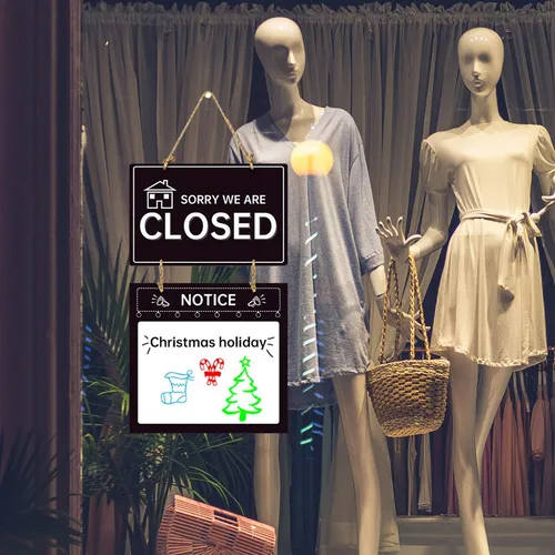 Y Cartel Comercial De Open Y Closed De 56x24.8 Cm Para
