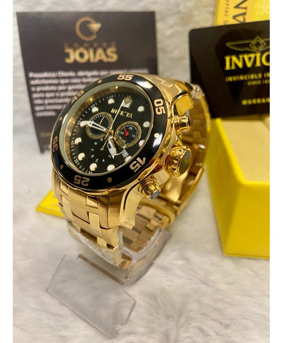 Relógio Invicta Pro Diver 0072 Banhado A Ouro 18k Com N.f