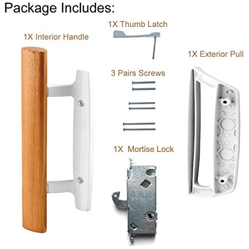 Reversible Sliding Glass Door Handle Set Oak Wood And Pull