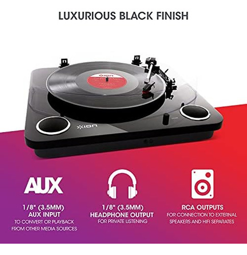 Ion Audio Max Lp Negro | Tocadiscos De Conversión De Vinilo