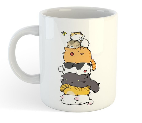 Taza De Ceramica Sandwich De Michis Gatos Cats Cute Kawaii