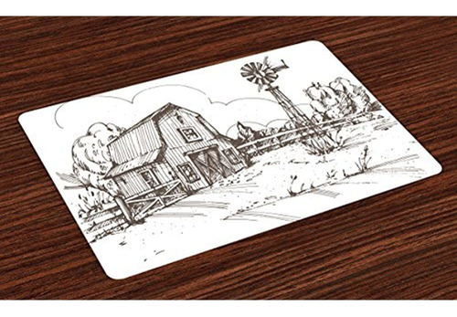 Ambesonne Molino De Viento Place Mats Juego De 4 Rustico Ba