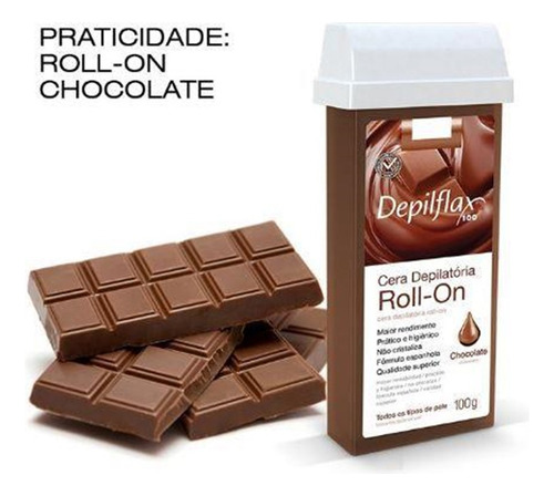 Kit 12 Refil Ceras Refil Roll On Depilação Chocolate 100g