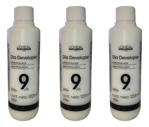 Kit 3 Unid Loreal Dia Developer Revelador 120ml - 9 Volumes