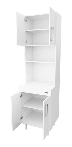 Imagen 3 de 10 de Alacena Columna Porta Microondas 4ptas 3 Estantes Melamina