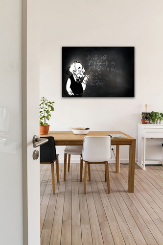 Cuadro Decorativo Canvas Albert Einstein Caricatura 3 Color Natural Armazón Natural