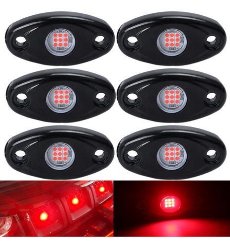 Calightskit 6 Pods Led Rock Lights Rojo Para Jeep Off Road T